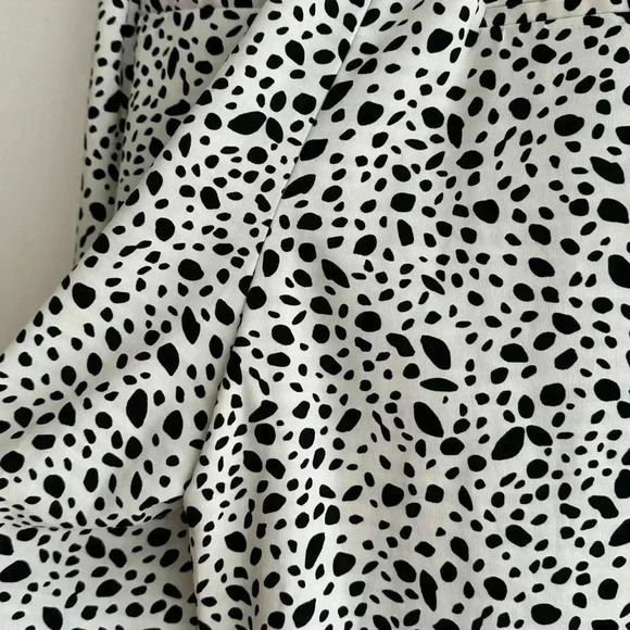 Zara Dalmatian Print Pleated Wide Leg Cropped Trouser Culottes in White, Med - Picture 14 of 16